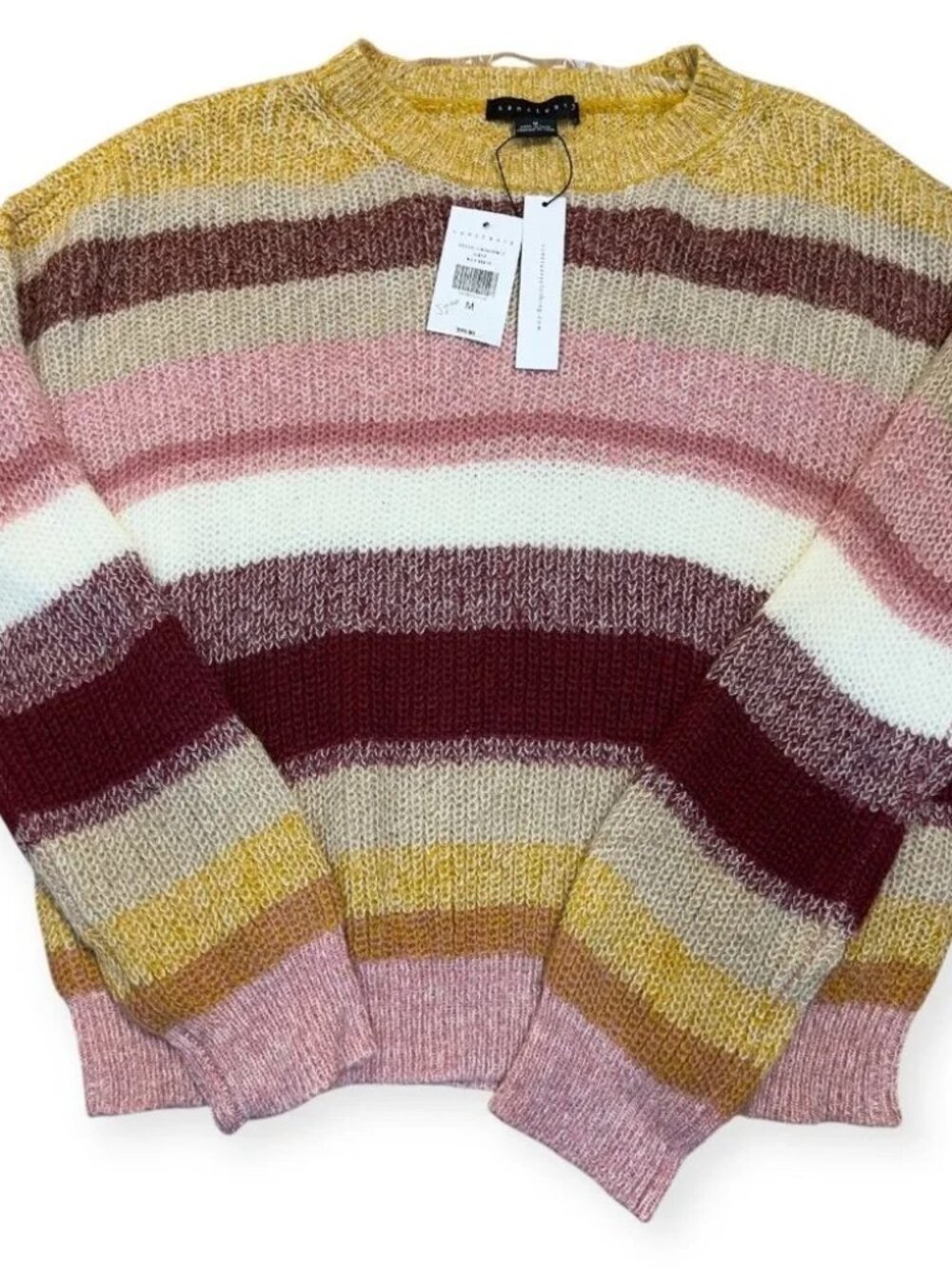 Sanctuary Womens Striped Sweater Medium Crewneck Pullover Multi Color